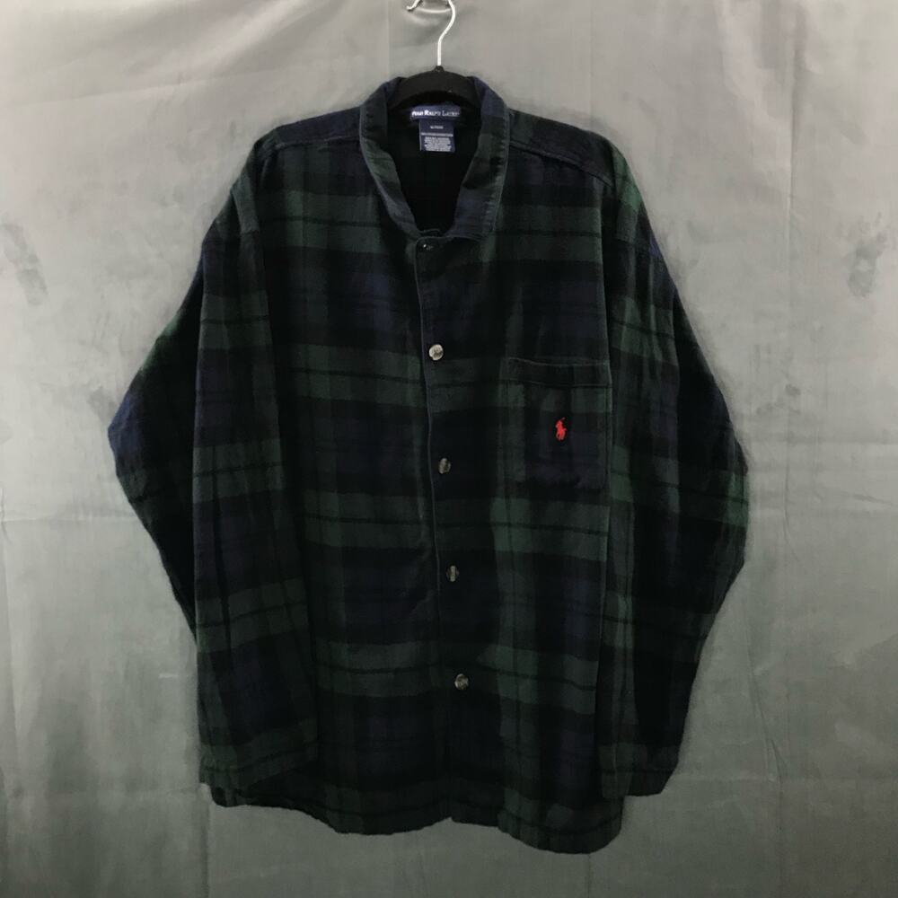 Polo Ralph Lauren Men's  XL Blackwatch Flannel Plaid Pajama Shirt Top Red Pony